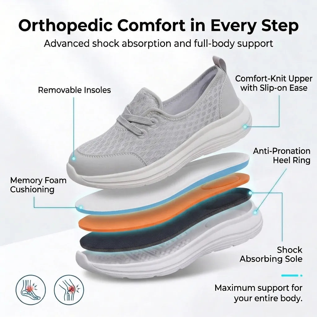 Women's Orthopedic Walking Shoes with Cushioned Insole