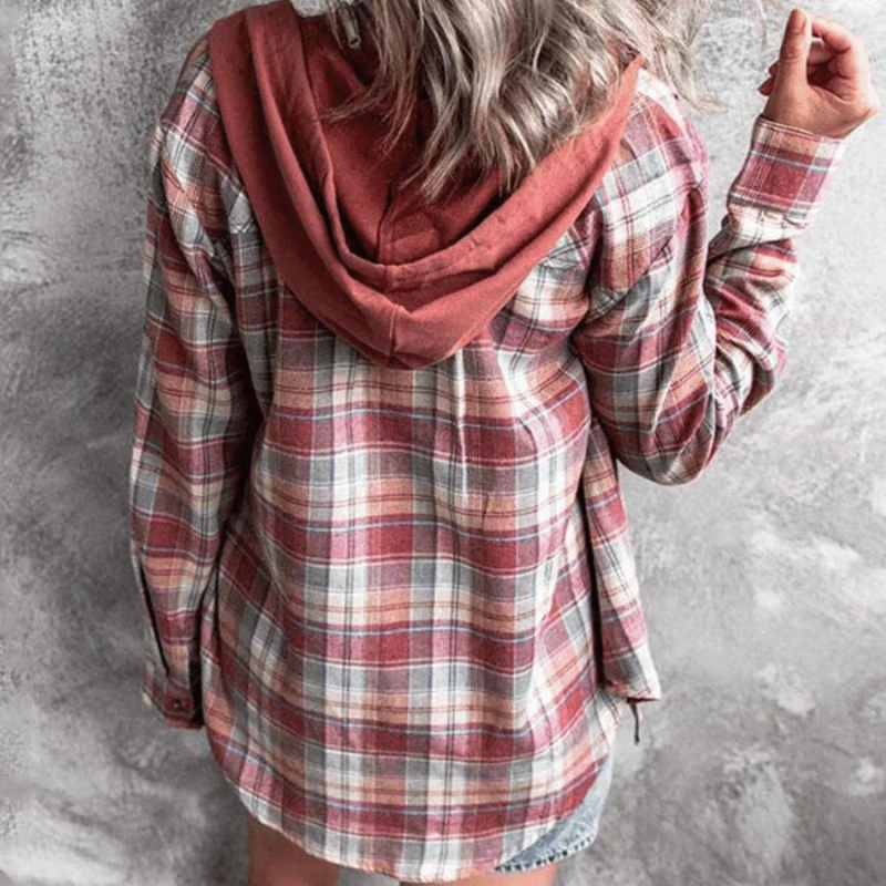 Cozy Checkered Hooded Jacket For Everyday Wear