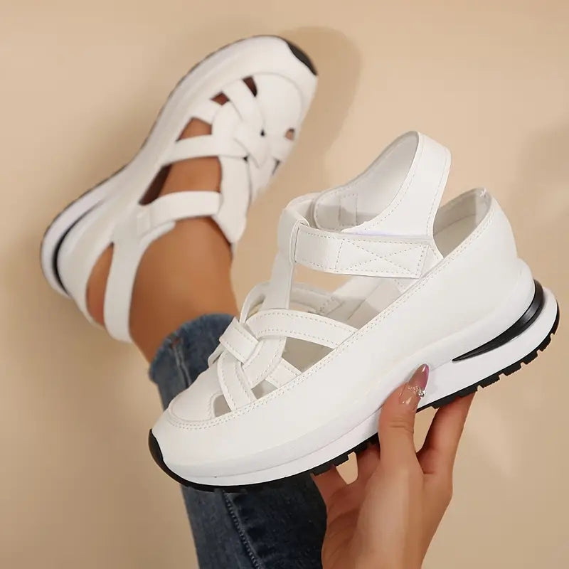 Structured Wrap-Over Flat Sandals with Raised Sole