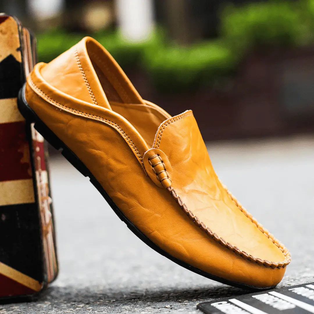 Italian Slip-On Leather Moccasins Cushioned Insole