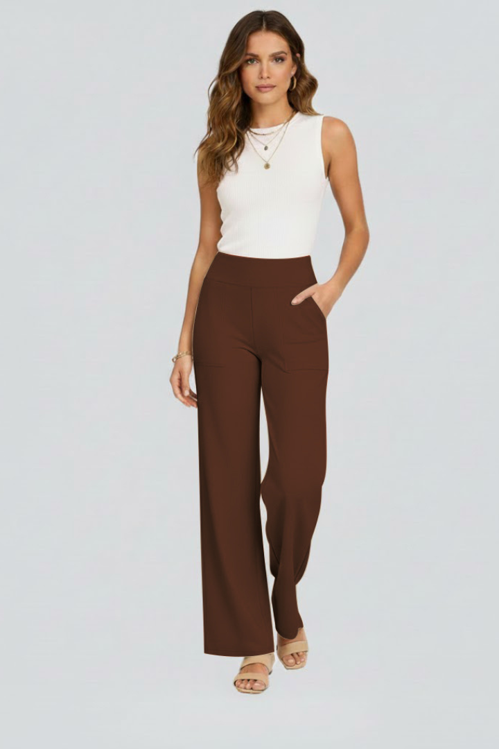 High-Waisted Wide-Leg Pull-On Trousers for Women
