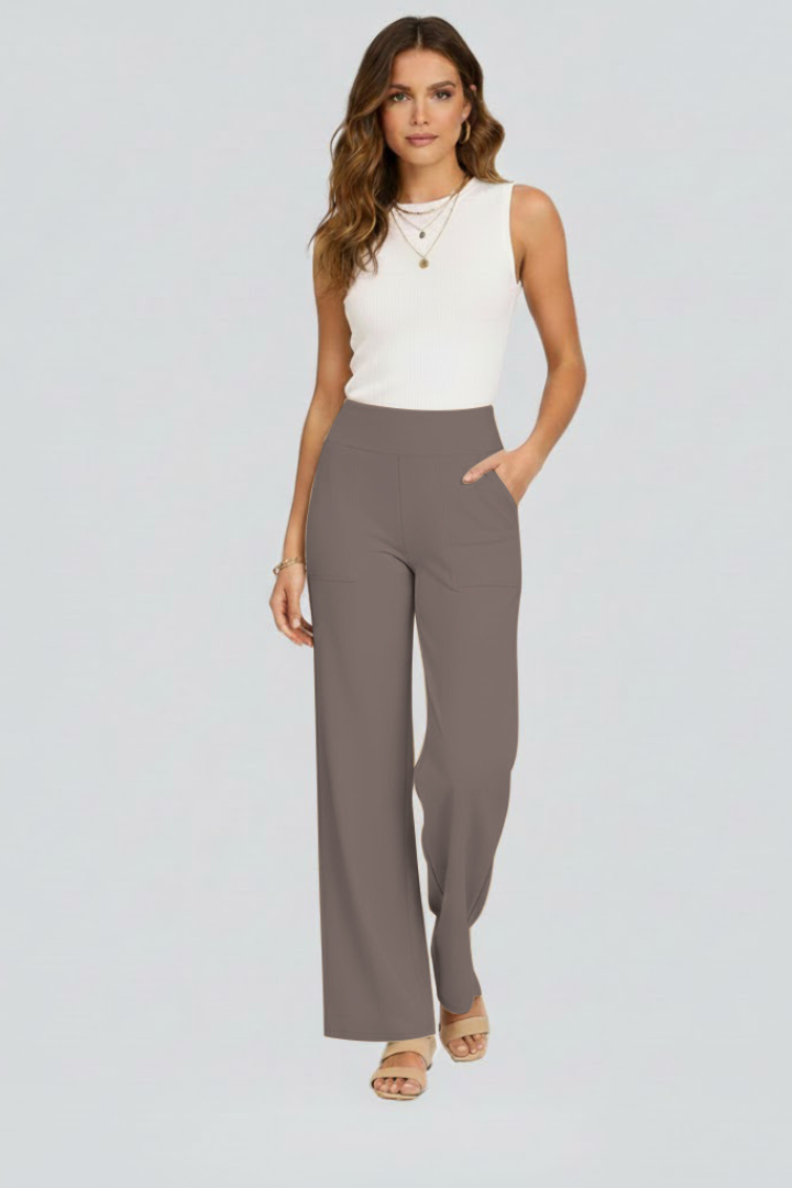 High-Waisted Wide-Leg Pull-On Trousers for Women