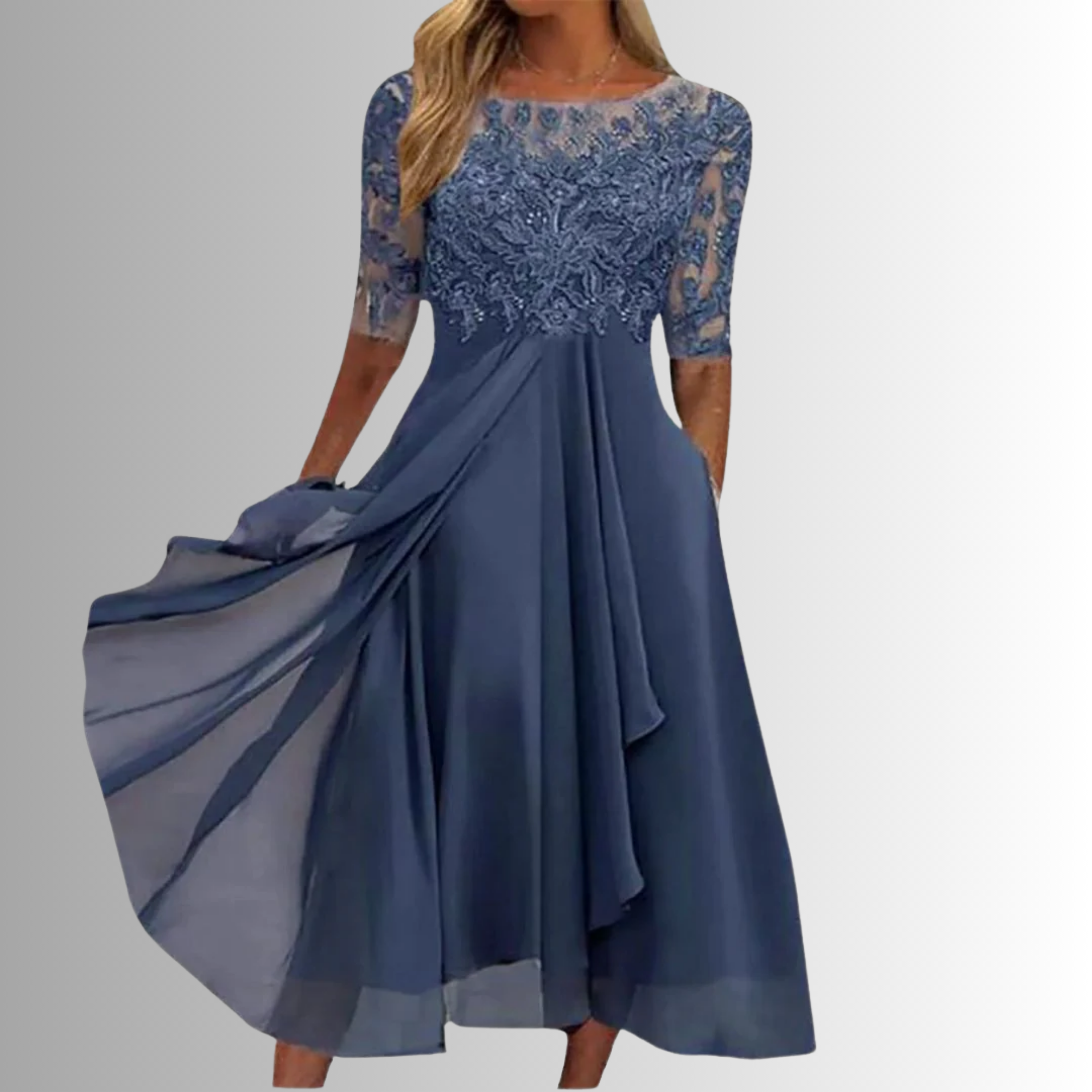 Layered Lace Bodice Sleeveless Midi Dress
