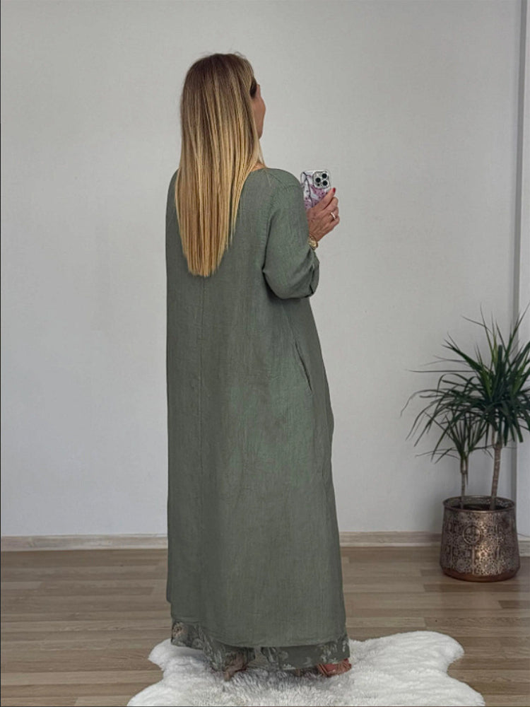 Long-Sleeve Top and Wide-Leg Pants Set