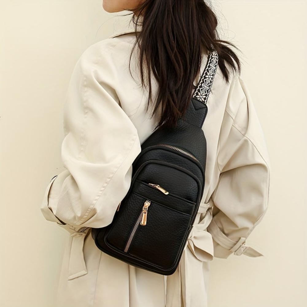 Vintage Style Leather Chest Crossbody Bag