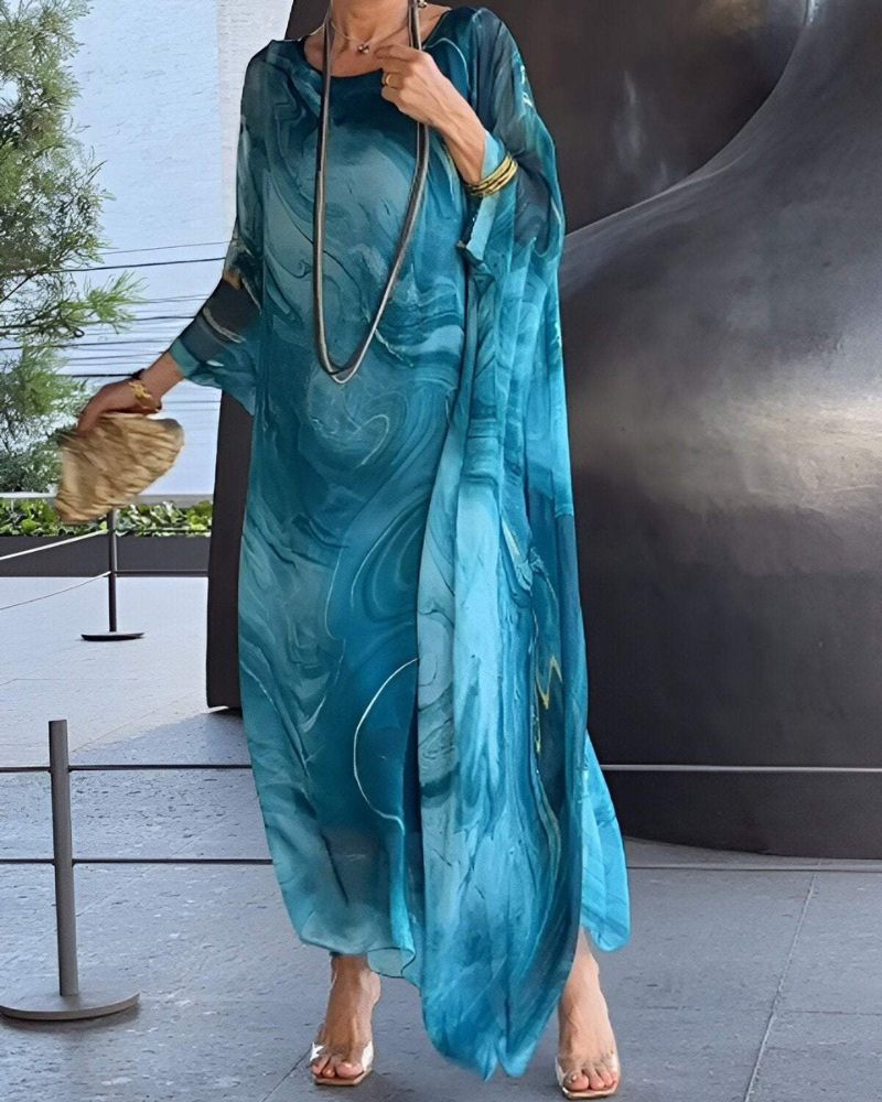 Flowy Tummy-Coverage Midi Dress in Lightweight Fabric