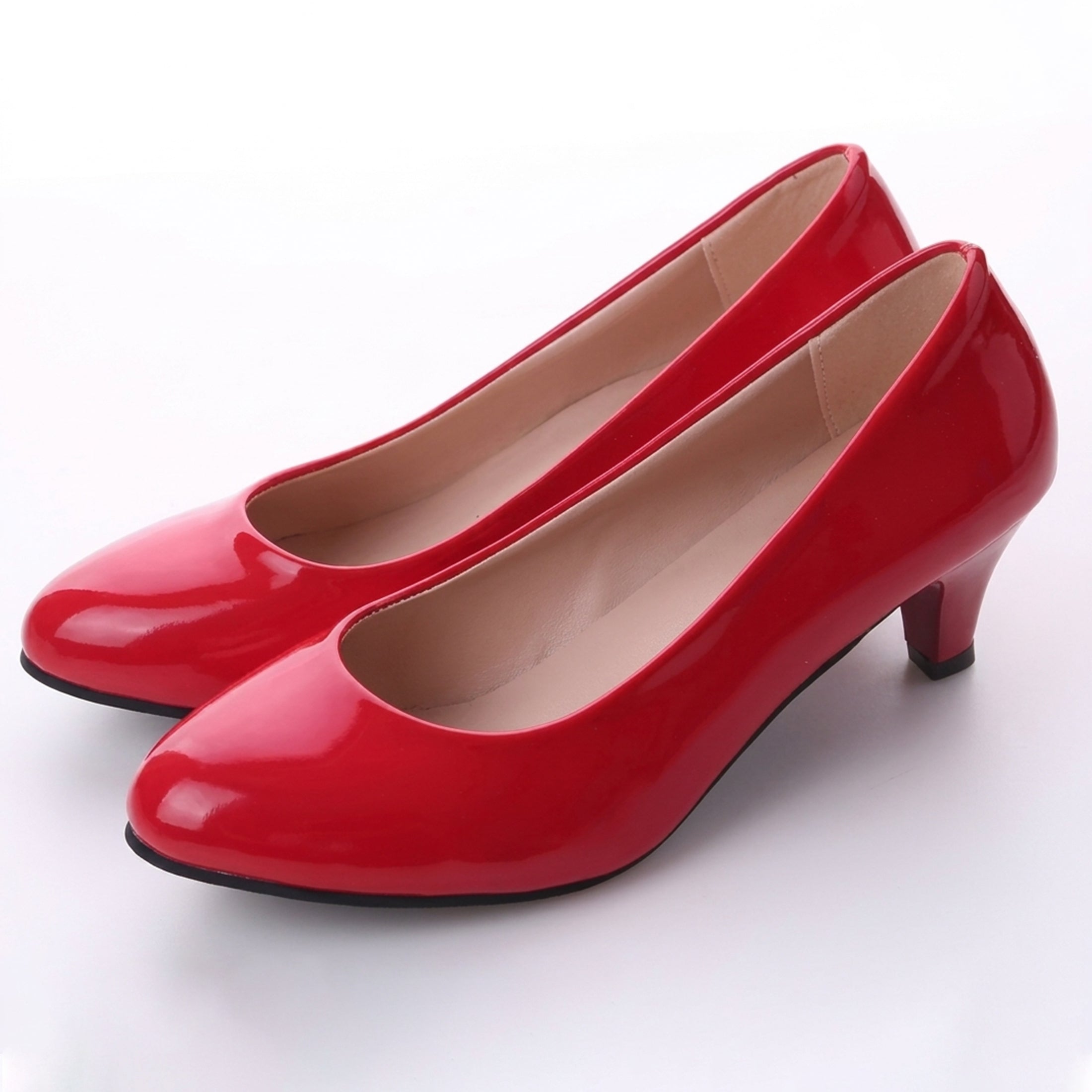 Round Toe Kitten Heel Court Pumps
