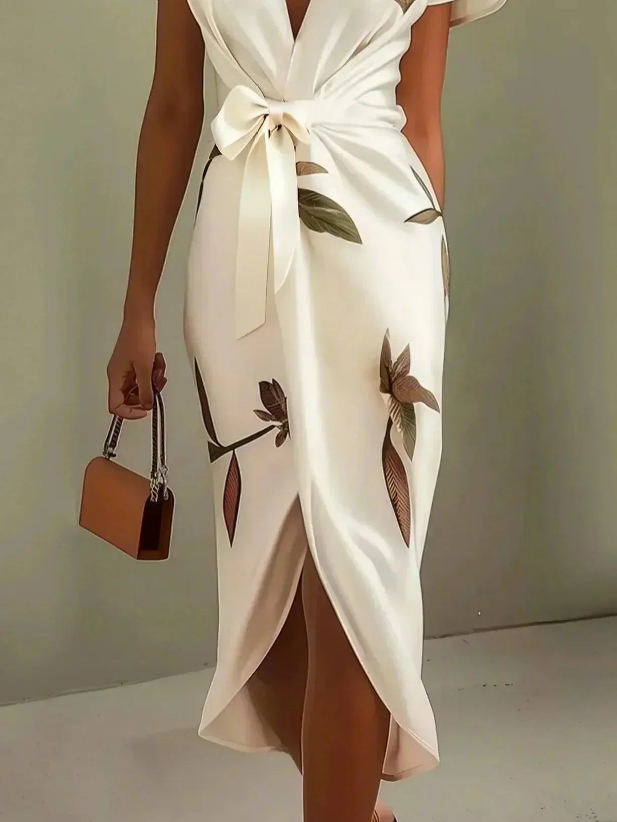 Tied Waist V-Neck Wrap Dress