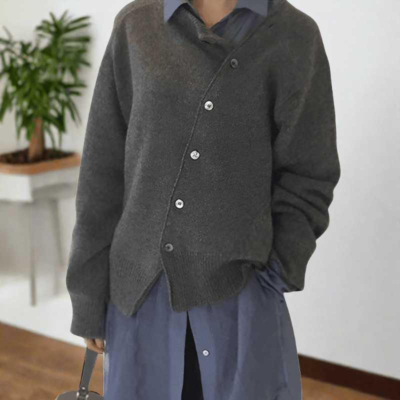 Relaxed Button Front Cardigan In Soft Breathable Knit