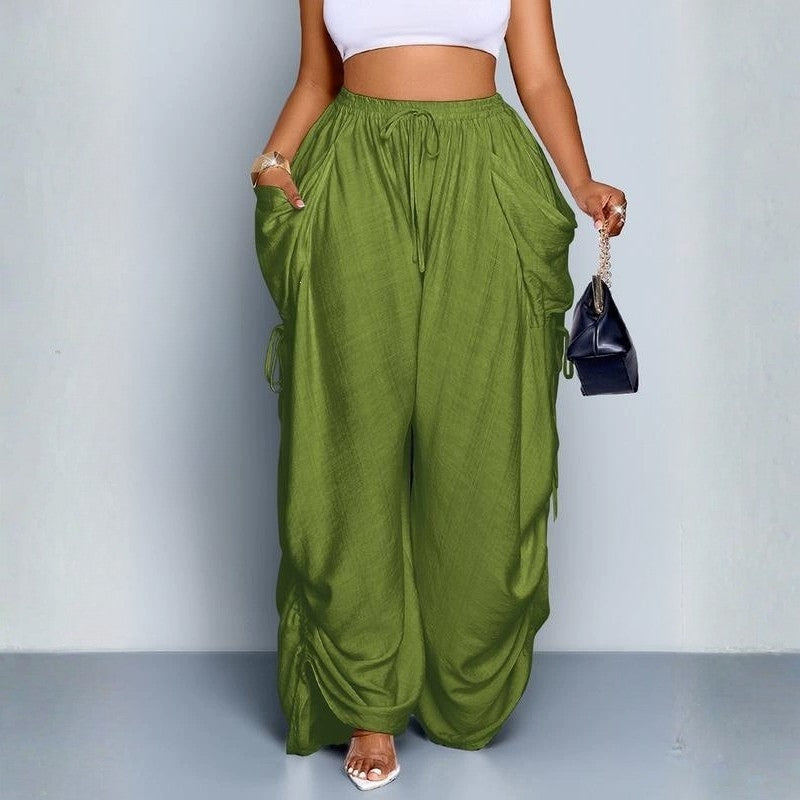 Drawstring Tie Wide Leg Trousers