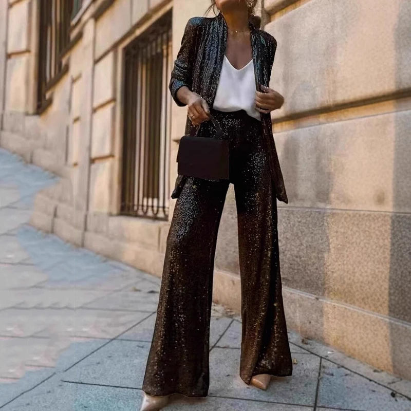 Sequin High Waist Two-Piece Set