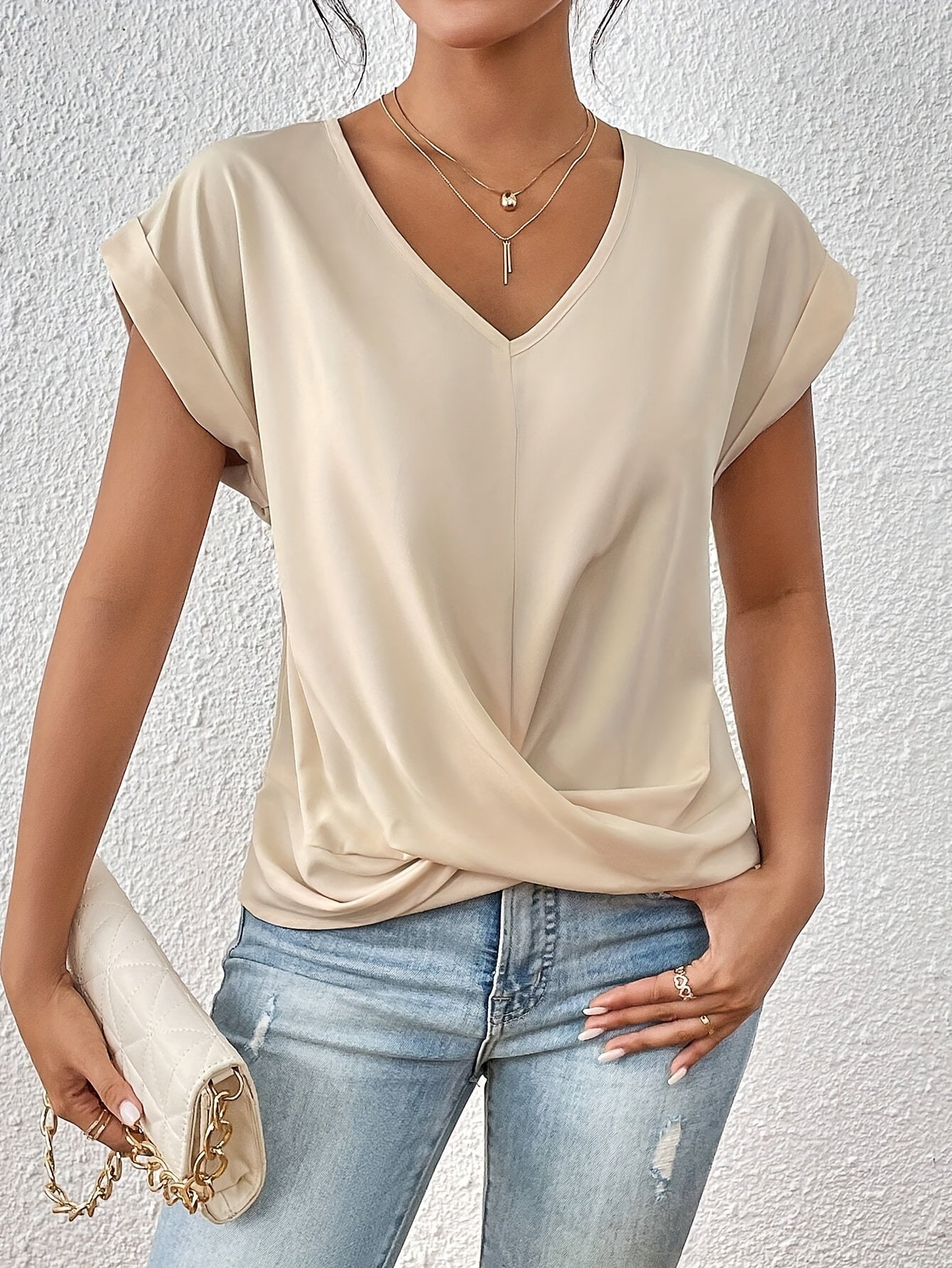 Women's Sweetheart Neck Casual T-Shirt Relaxed Fit