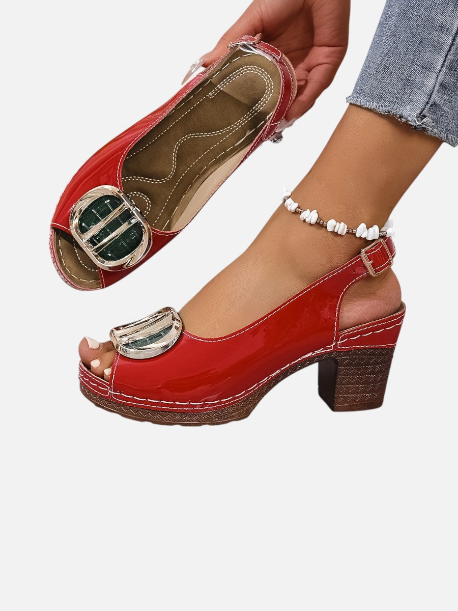 Glossy Comfort Strap Heels