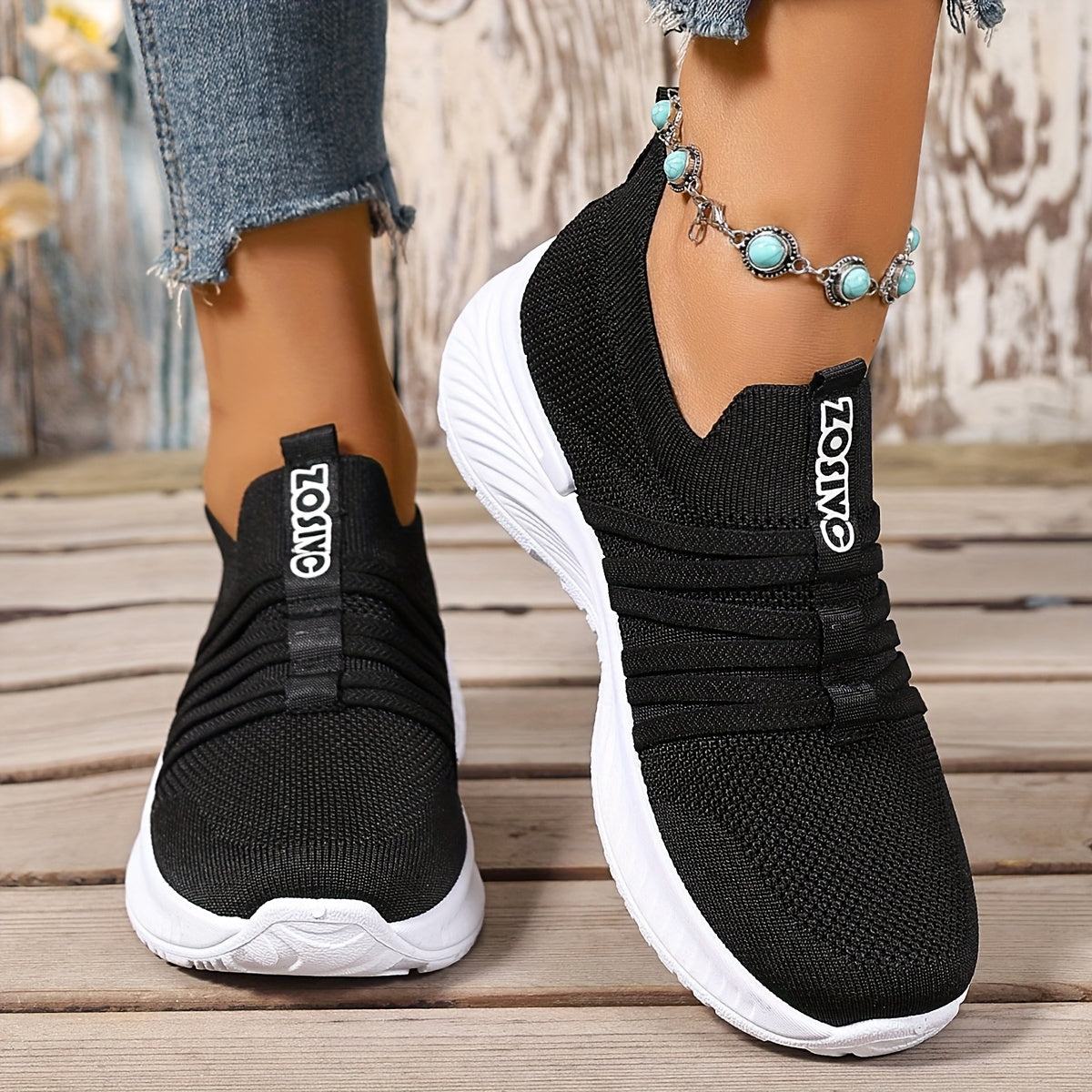 Women's Slip-On Walking Shoes with Cushioned Sole