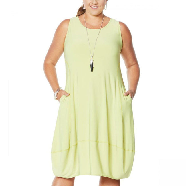 Women's Sleeveless Relaxed Midi Dress With Pockets