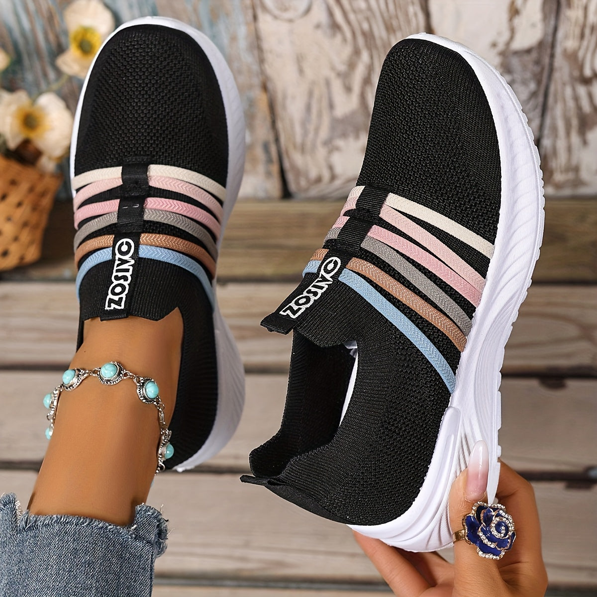 Women's Slip-On Walking Shoes with Cushioned Sole
