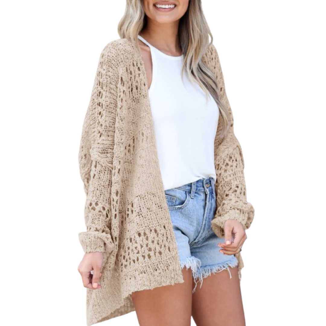 Oversized Open Knit Boho Cardigan For Summer