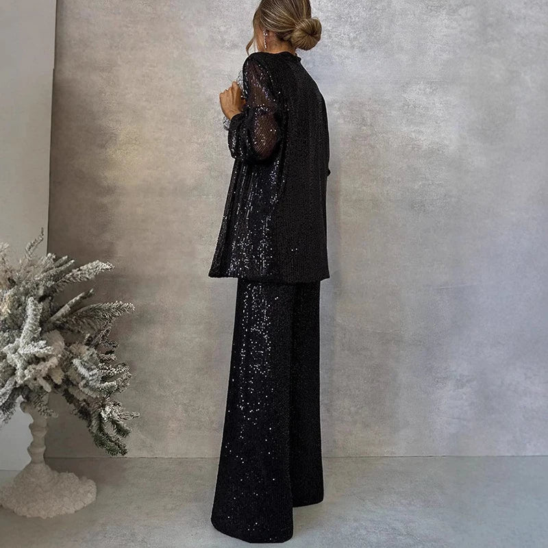 Sequin High Waist Two-Piece Set