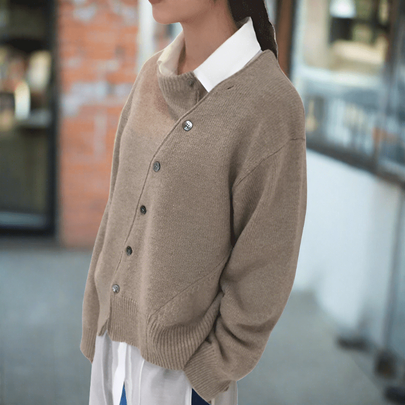 Relaxed Button Front Cardigan In Soft Breathable Knit