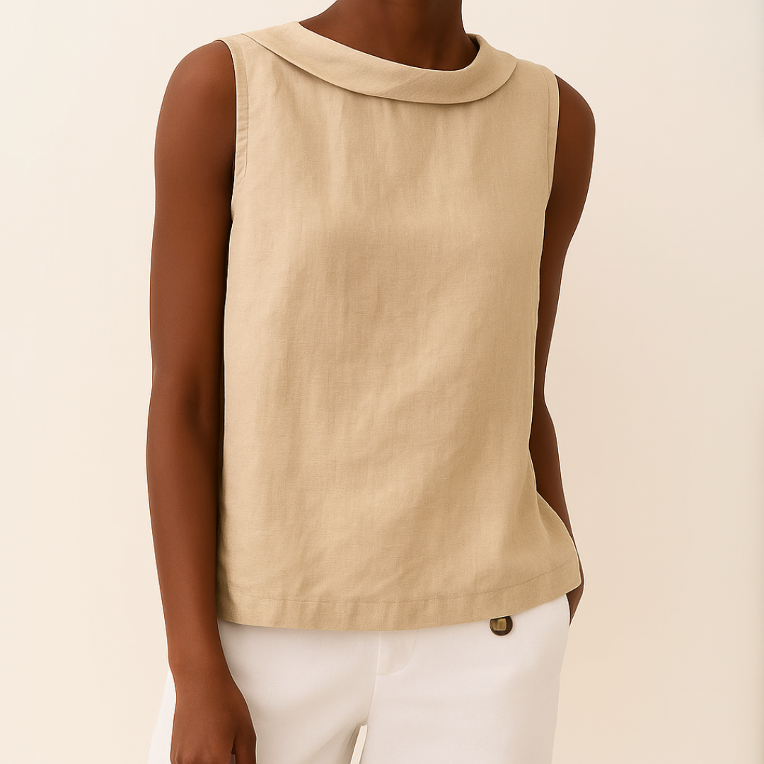 Rolled Collar Sleeveless Summer Top