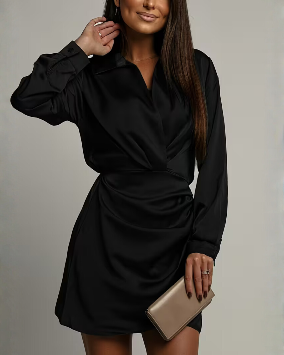 Bianca Morelli Satin Wrap Mini Dress
