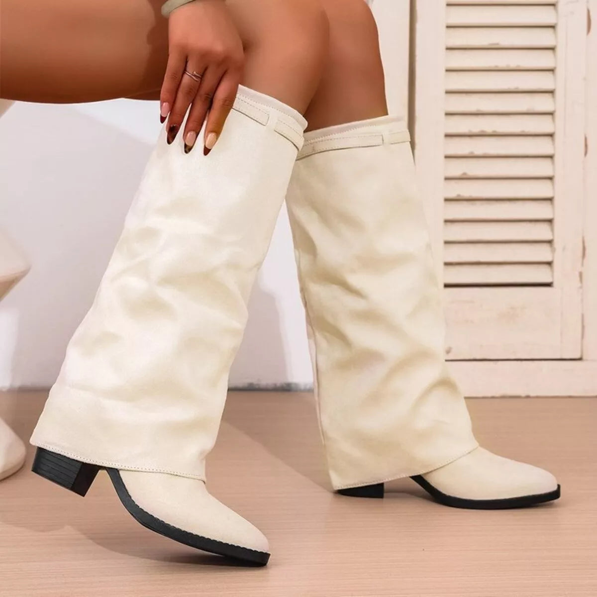 Knee High Low Heel Boots