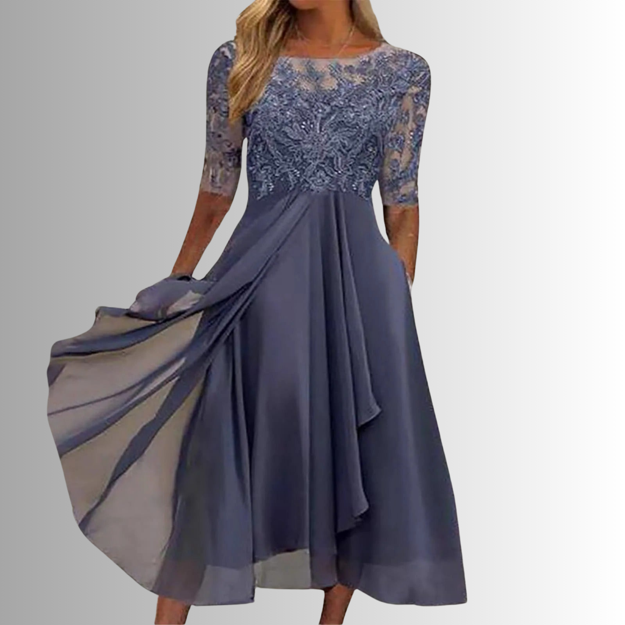 Layered Lace Bodice Sleeveless Midi Dress