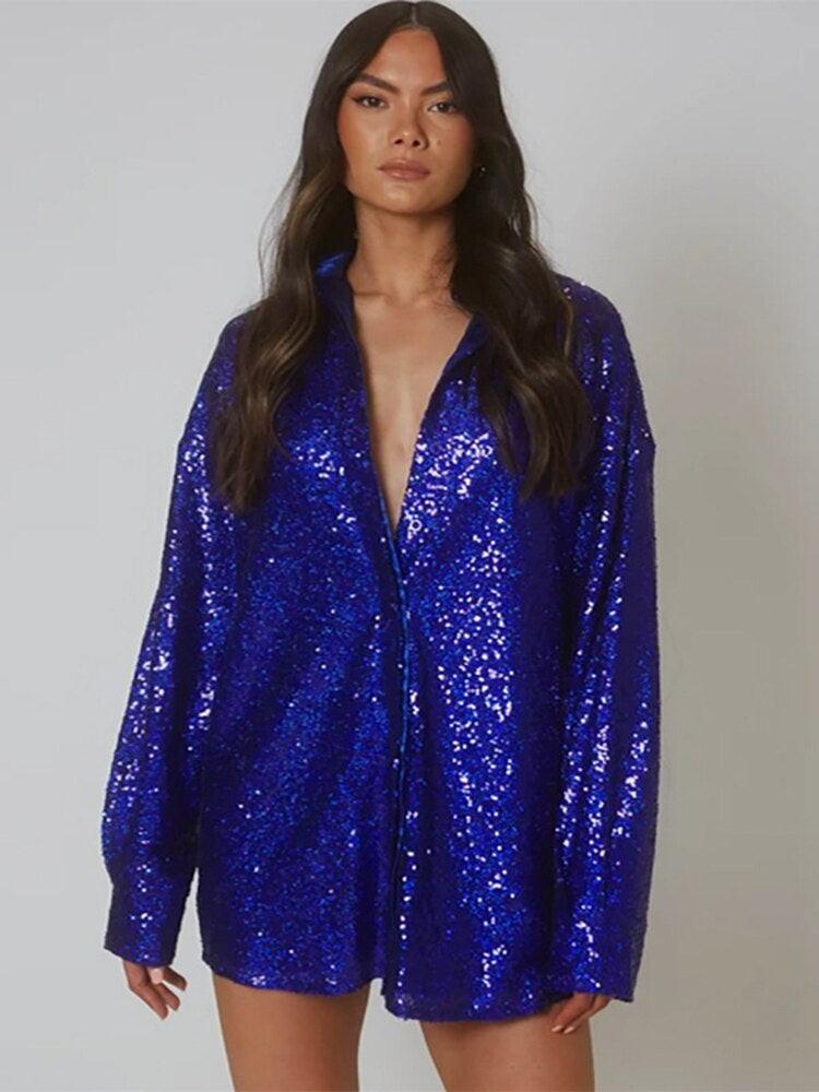 Oversized Glitter Detail Blouse