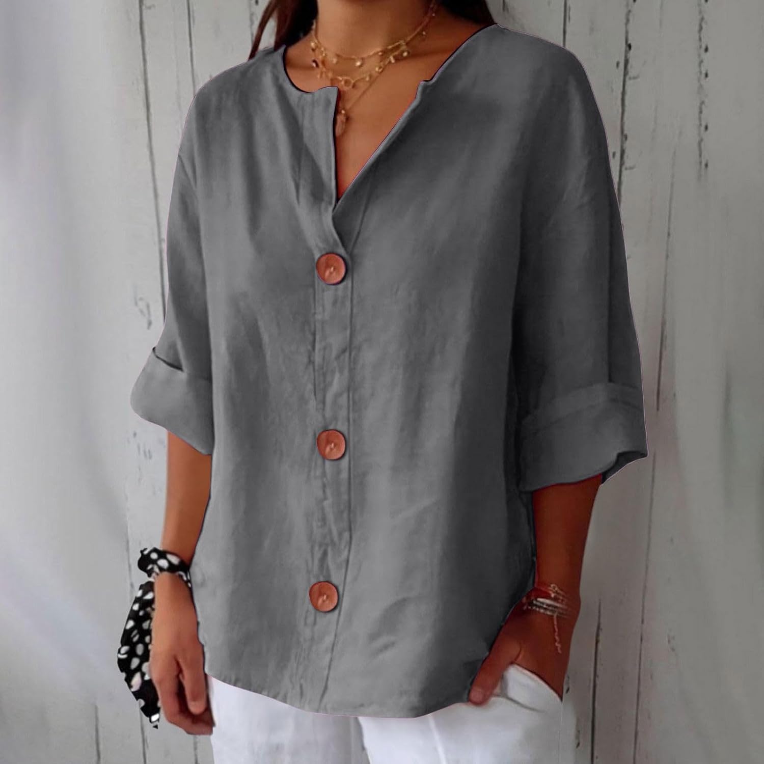 Relaxed Fit Linen Blouse