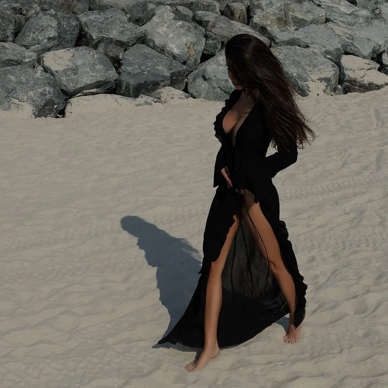 Long Sleeve Beachwear Maxi Dress
