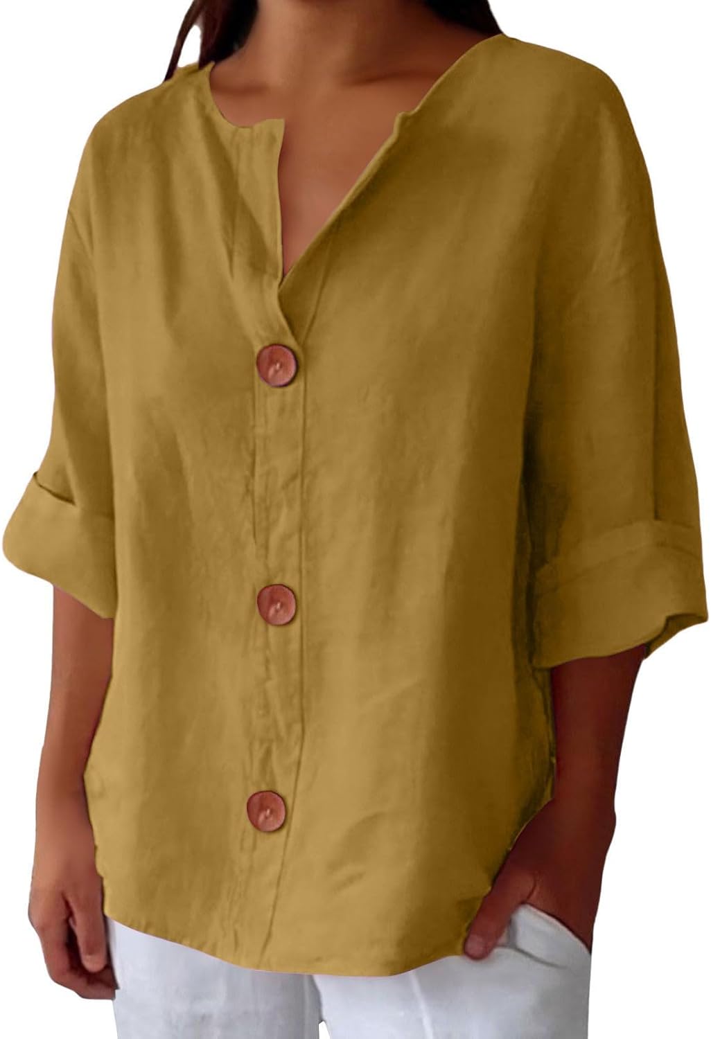 Relaxed Fit Linen Blouse