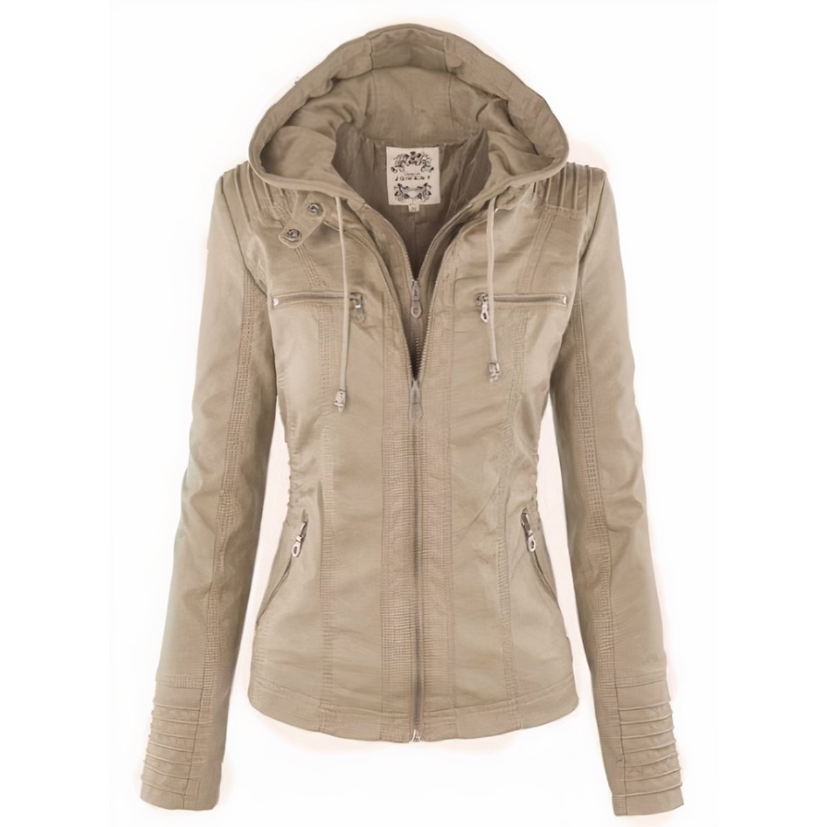 Removable Hood Quilted Sleeve Moto Jacket