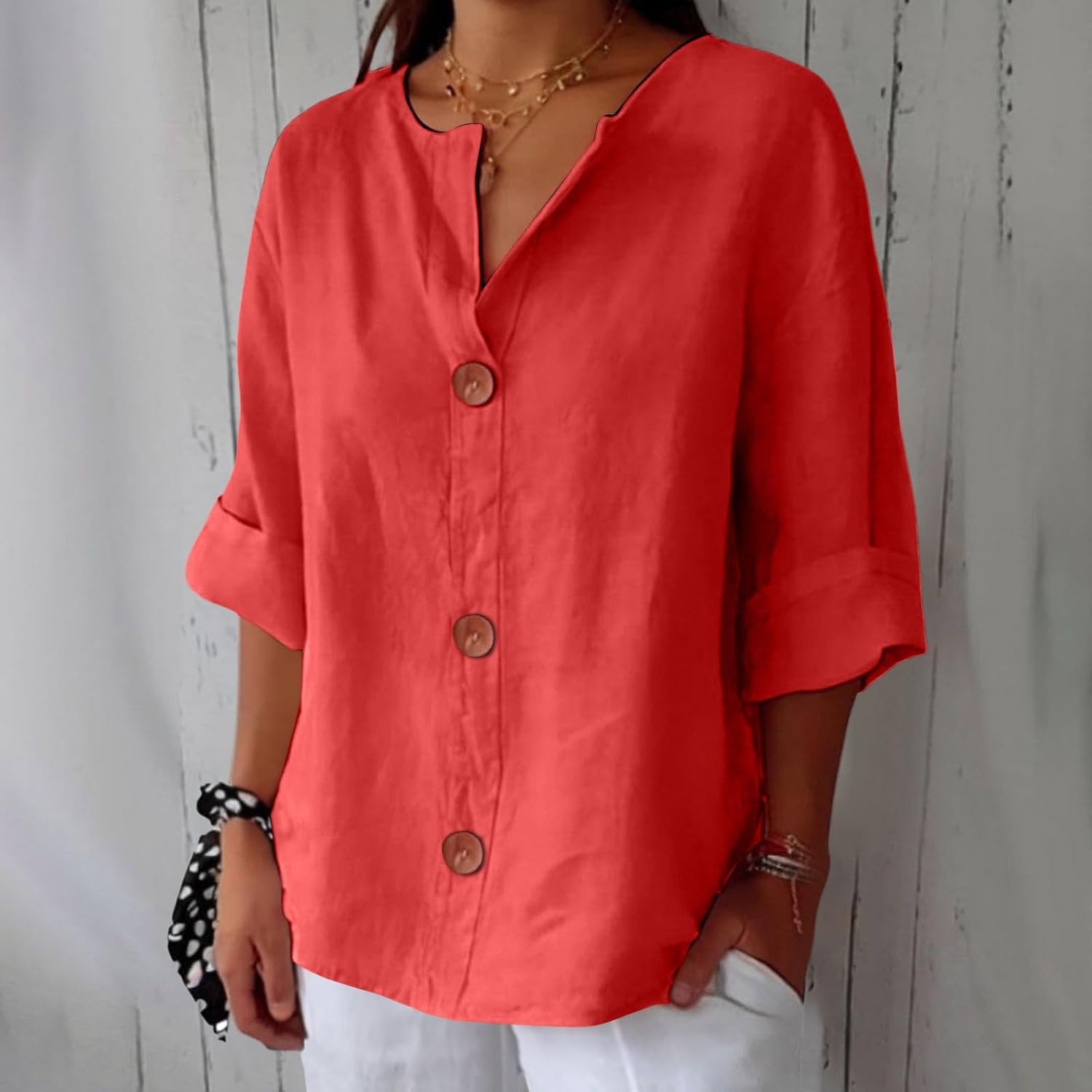 Relaxed Fit Linen Blouse