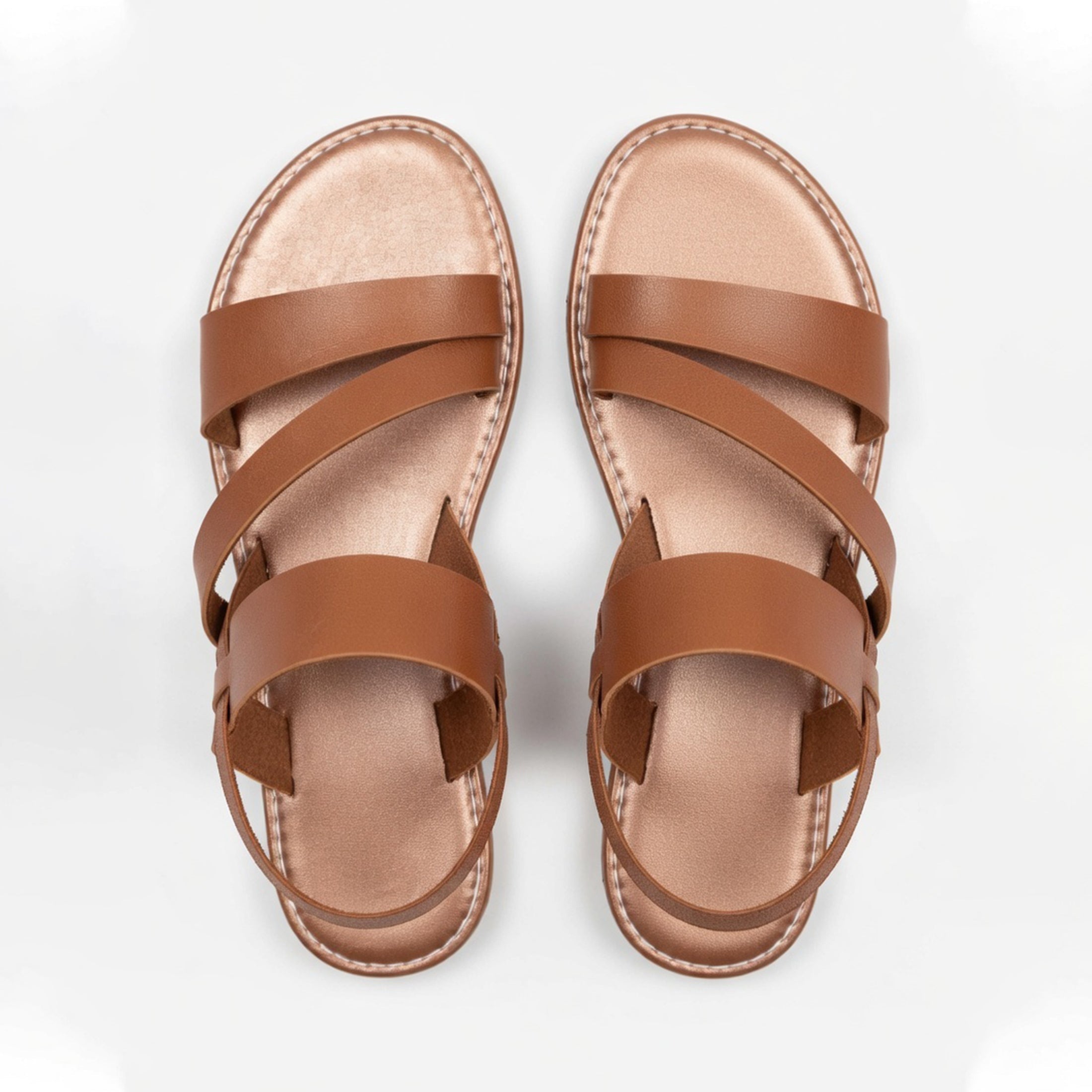 Crossover Strap Open Toe Flat Sandals
