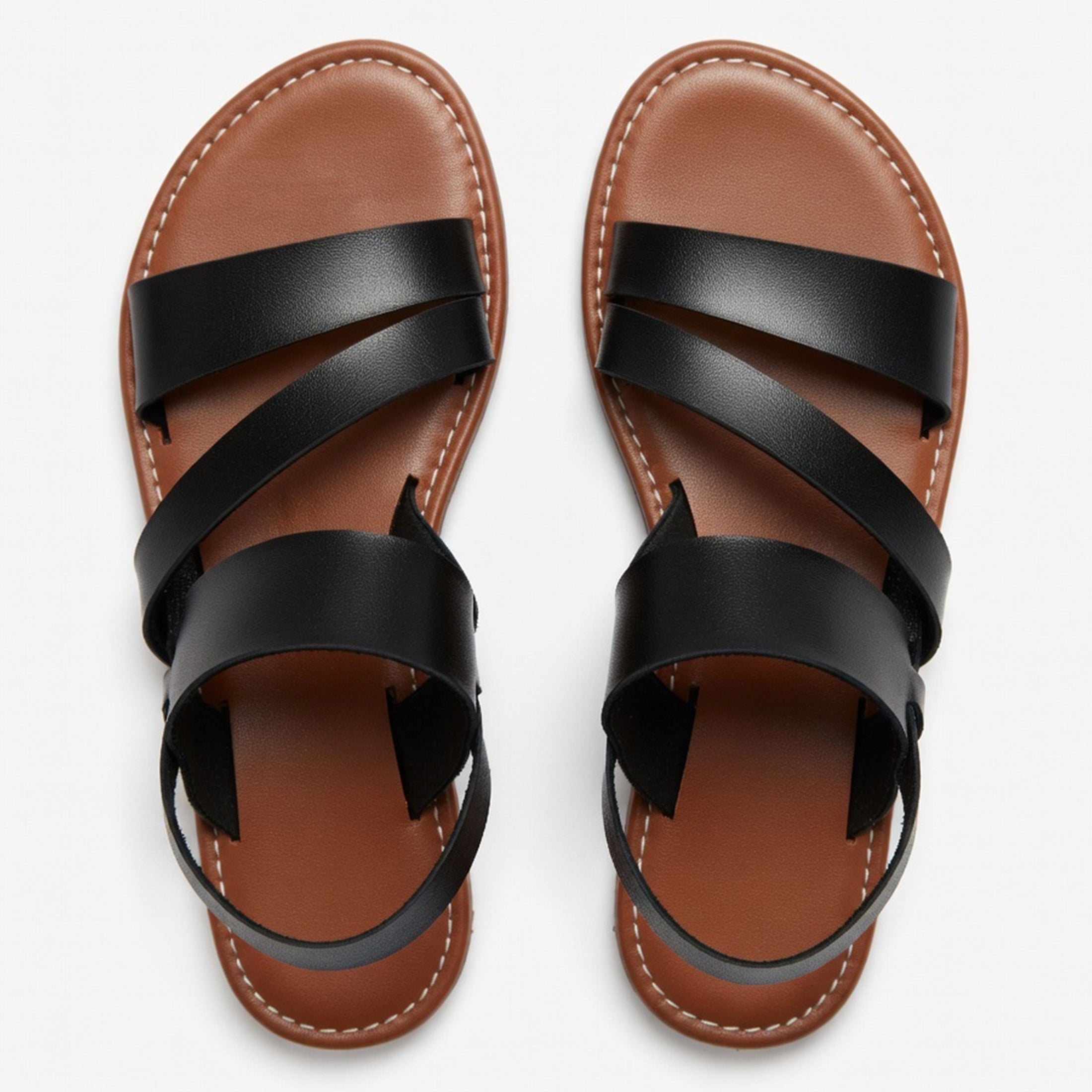 Crossover Strap Open Toe Flat Sandals