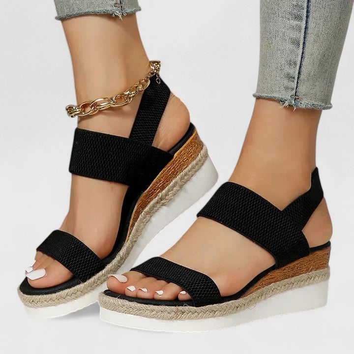 Orthopedic Wedge Sandals – Elastic Straps & Platform Sole