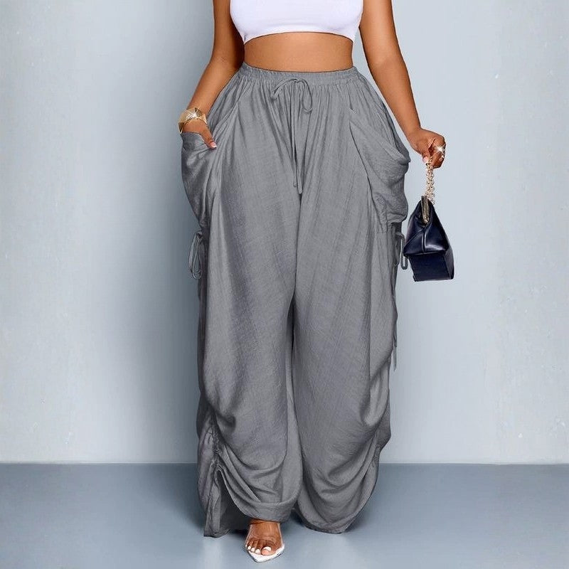 Drawstring Tie Wide Leg Trousers