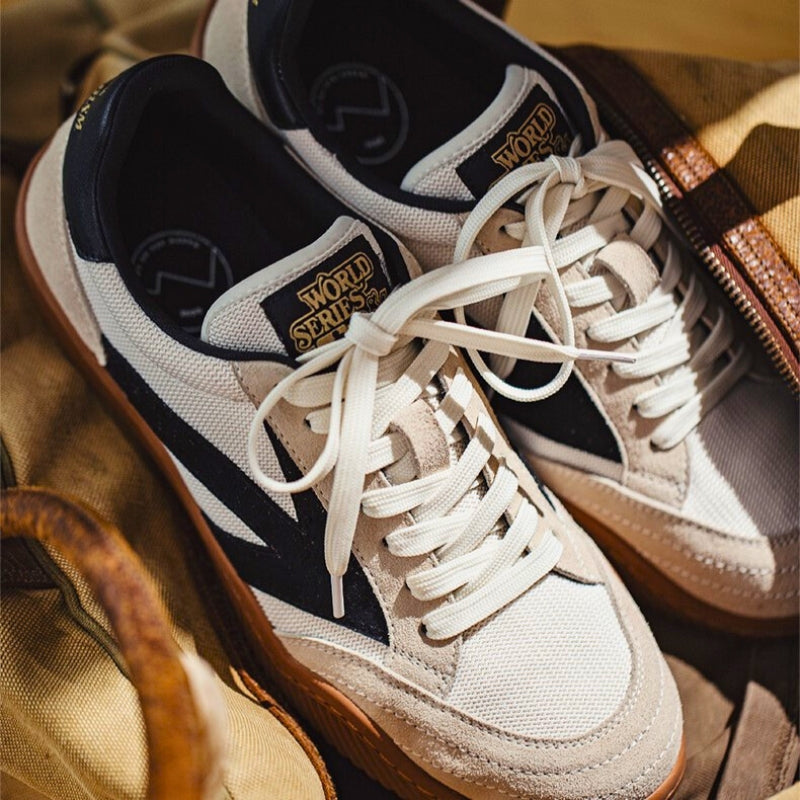 Suede Retro Sneakers With Shock Absorbing Sole