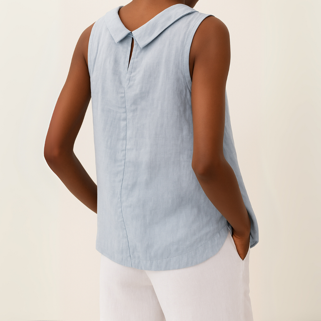Rolled Collar Sleeveless Summer Top