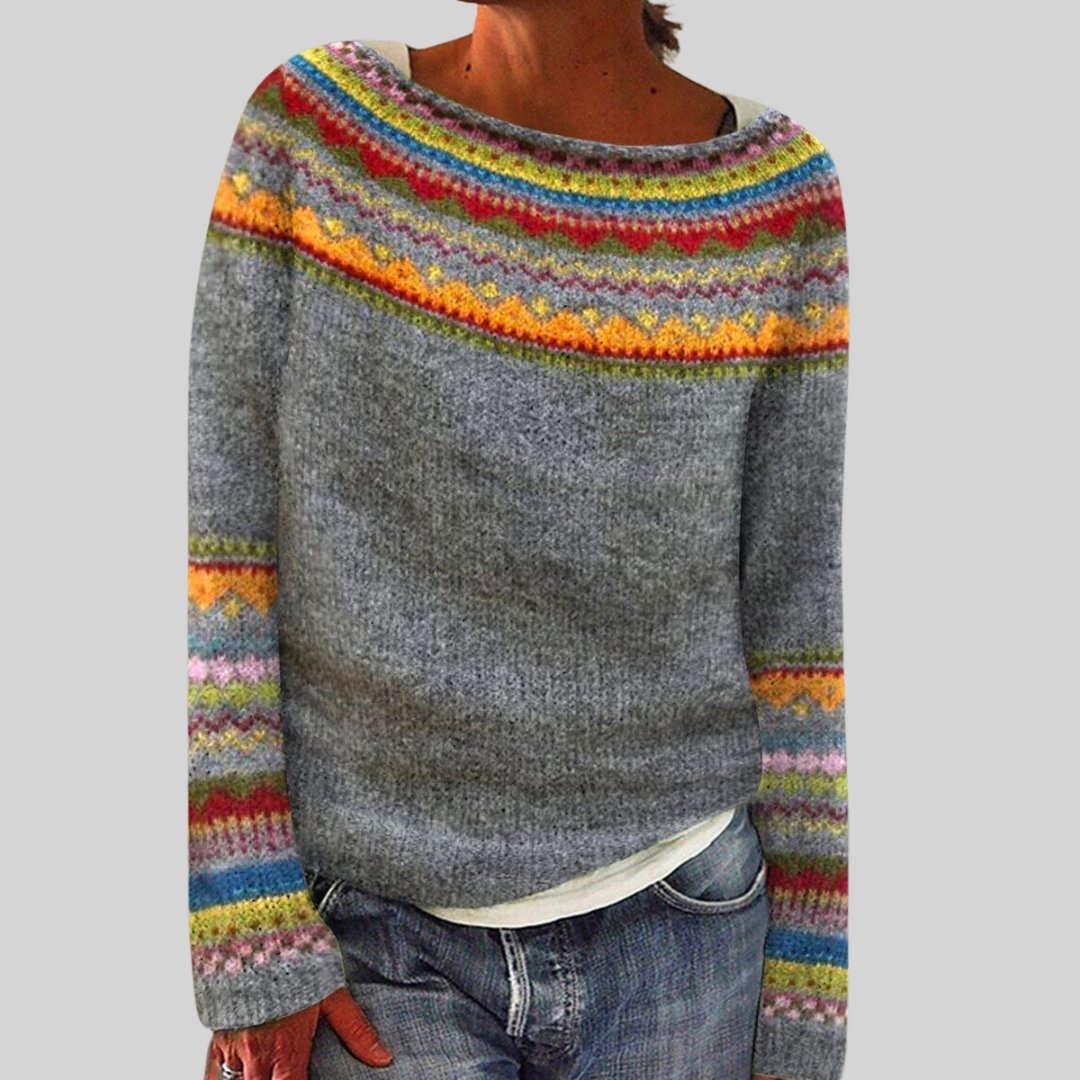 Nordic Stripe Knit Pullover Sweater