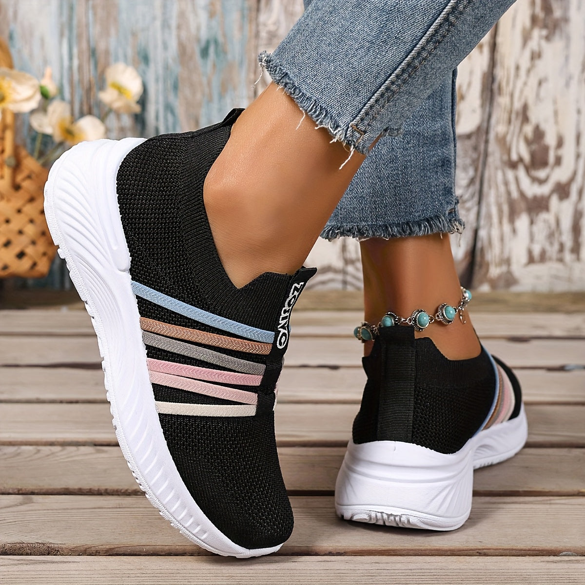 Women's Slip-On Walking Shoes with Cushioned Sole