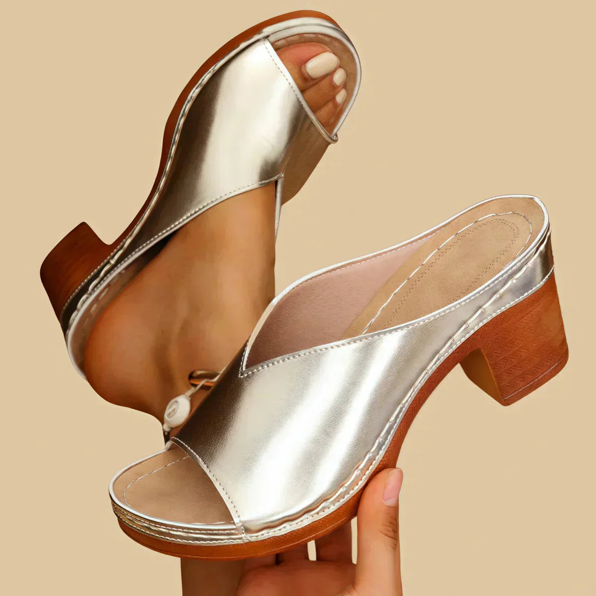 Lisa Orthopedic Sandal with Thick Supportive Heel