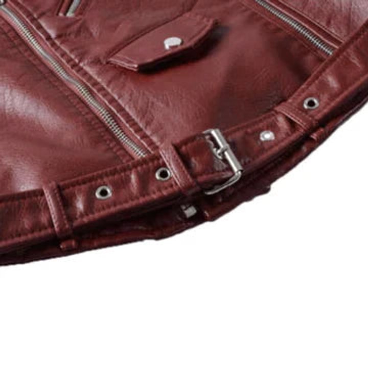 Belted Cropped Moto Jacket With Silver Hardware
