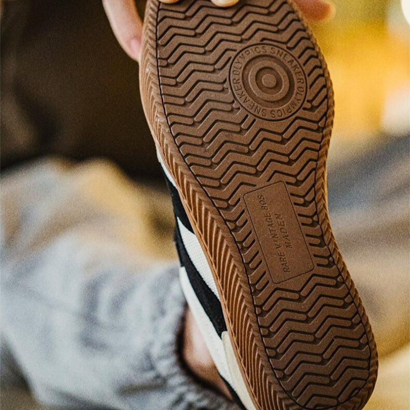 Suede Retro Sneakers With Shock Absorbing Sole