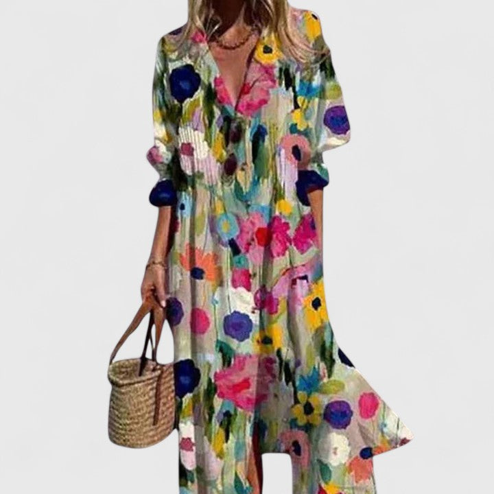 Paula Boho Maxi Dress with Long Sleeves