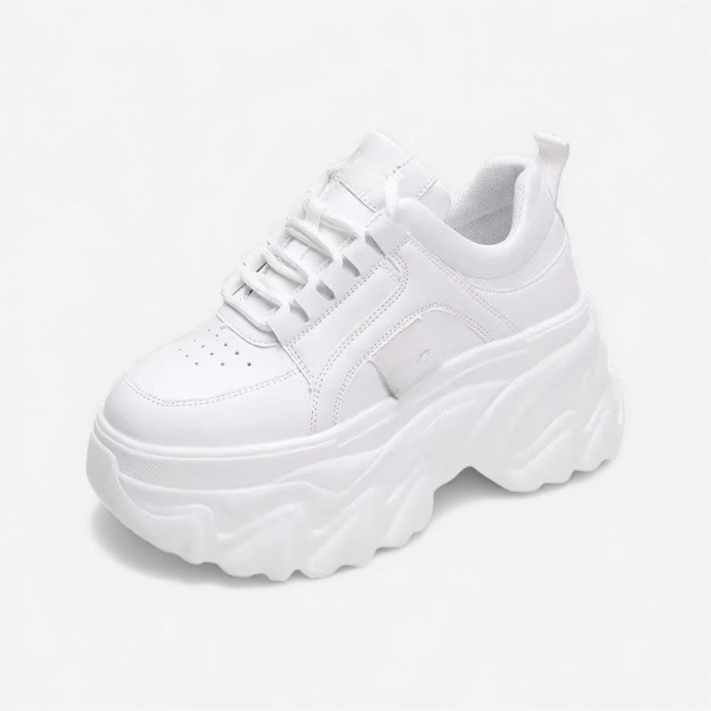 Ella Chunky Sole Lace-Up Sneakers with Round Toe