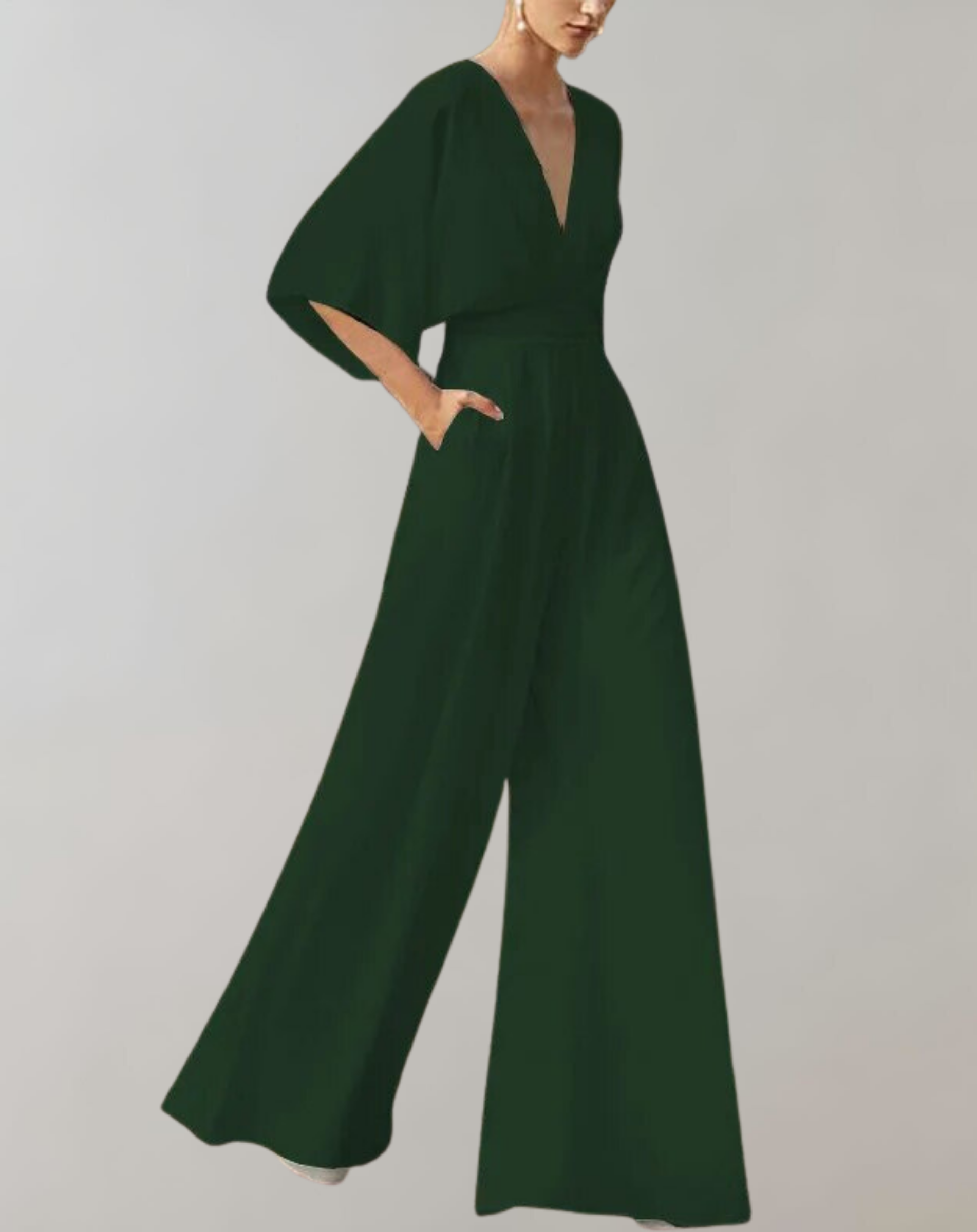 Wide Leg Linen Blend Evening Jumpsuit