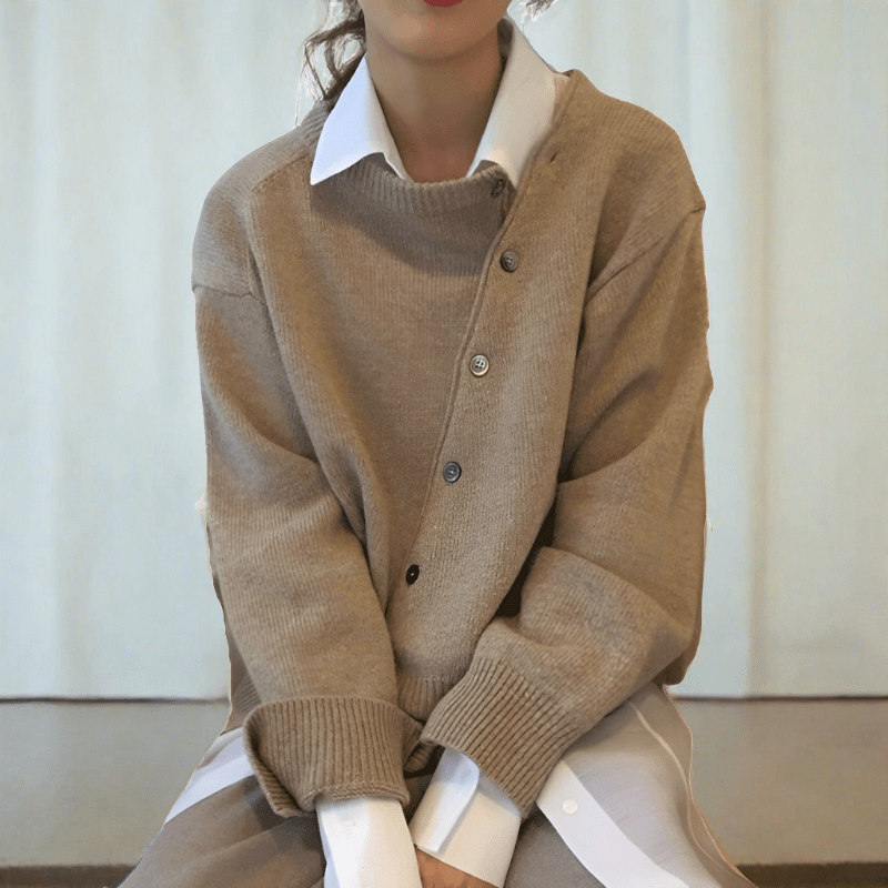 Relaxed Button Front Cardigan In Soft Breathable Knit