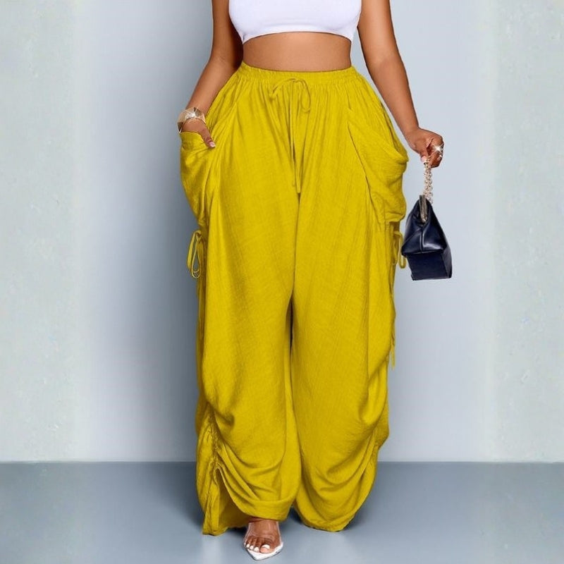 Drawstring Tie Wide Leg Trousers