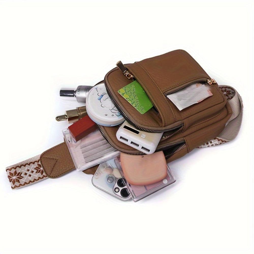 Vintage Style Leather Chest Crossbody Bag